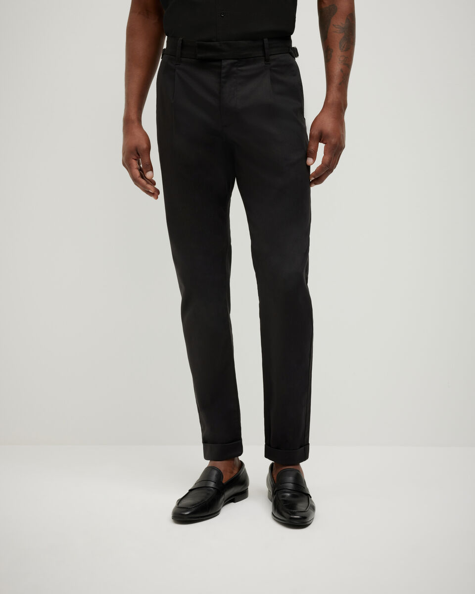 Pleated Chino, Black, hi-res
